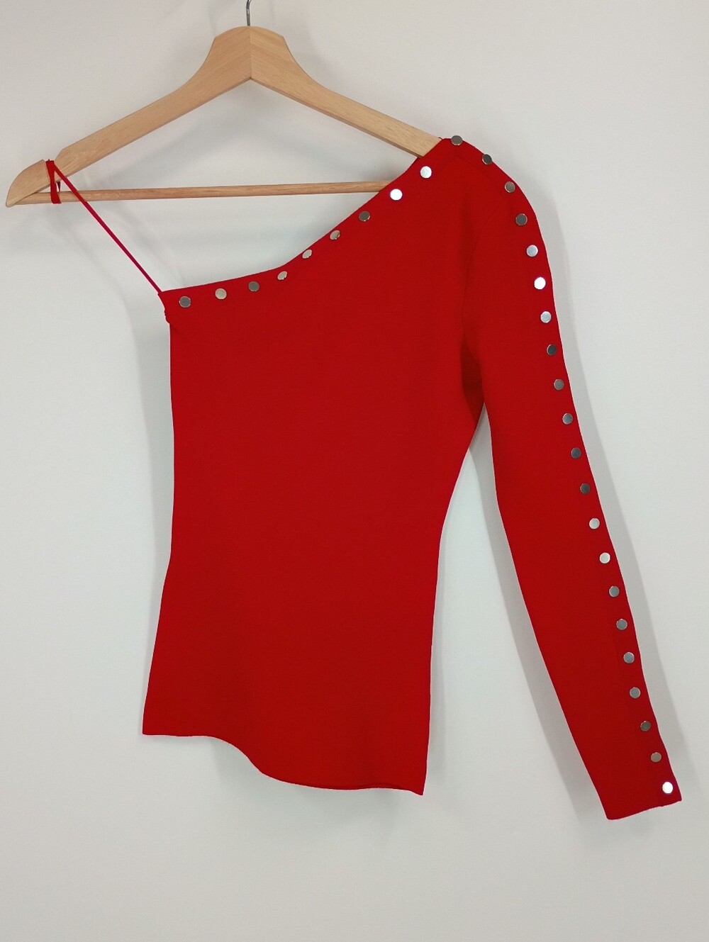 Alexander Wang Studded One Shoulder Top